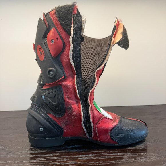 Sidi Stivali Motorcycle Boots Mens 10 Red Zip Made in Italy Alpine Stars